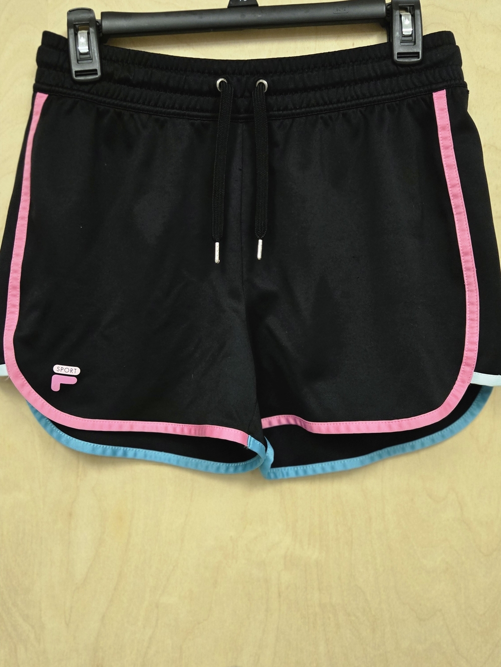 Fila Black Athletic Shorts with Pink & Turquoise Trim
